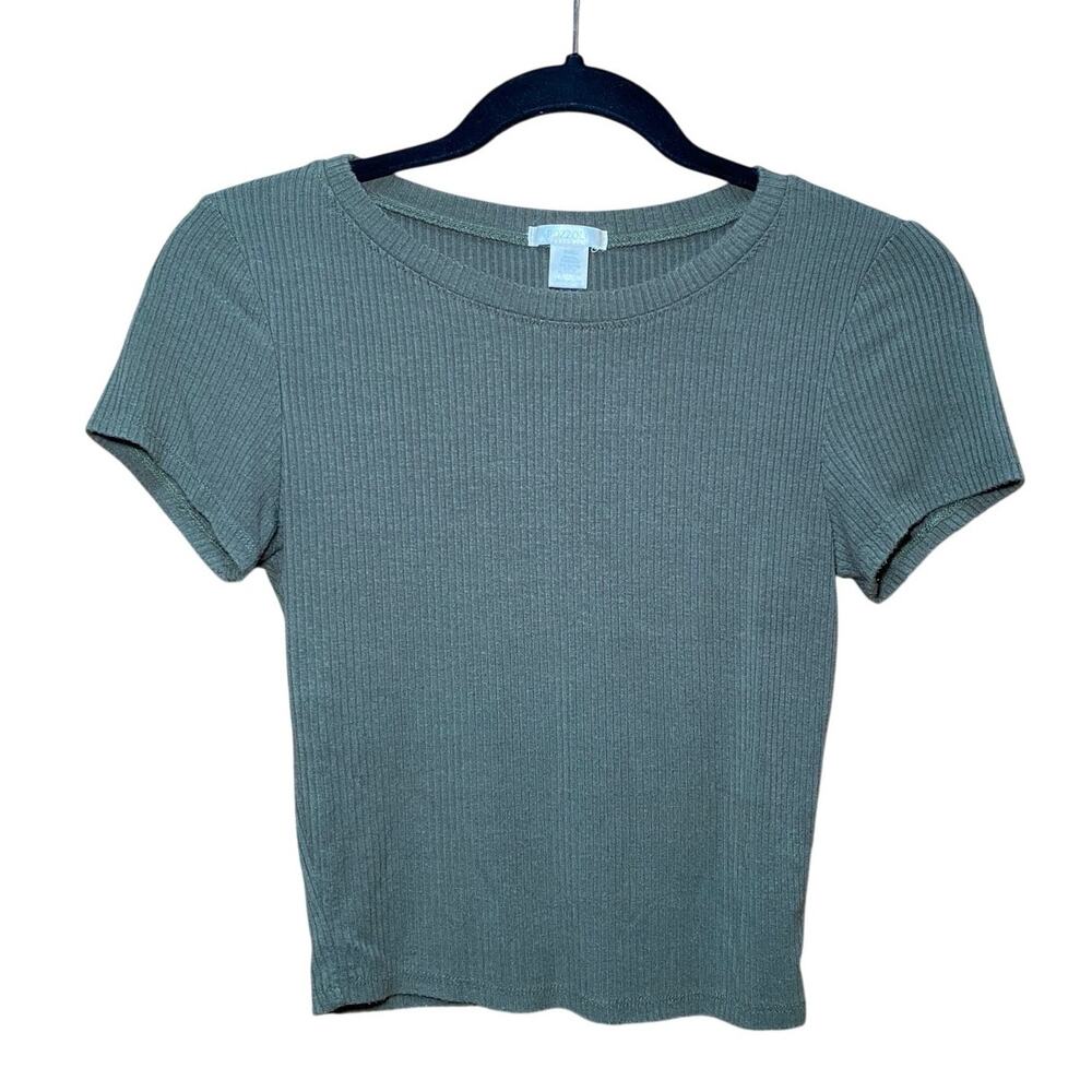 Bozzolo - Women's Olive Green Ribbed Crop Top - Size S